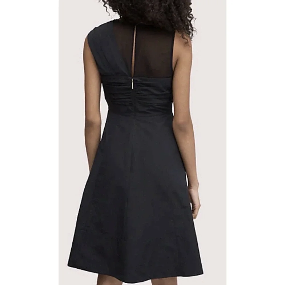 Kate Spade Bow Front Faille Cocktail Dress Black Size 12 Taffeta Mesh